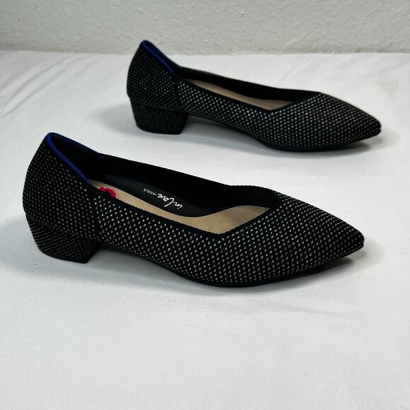 Rothys High Point Black Star Studded Woven Black Silver metallic Slip On 10 - Picture 7 of 15